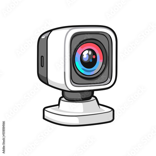 Webcam icon featuring a simple flat cartoon design suitable for digital communication or online platforms