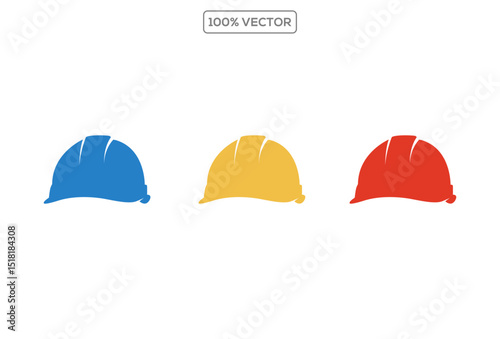 Construction Helmet  flat vector illustration, isolated on transparant  background. stock