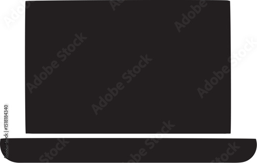 Black laptop with a blank screen isolated on white with empty space for your design or photograph