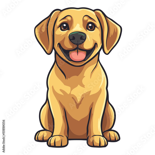Labrador dog icon features a cheerful flat cartoon dog design in simple and bright colors for various creative uses