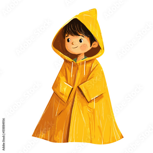 Wowan in yellow raincoat illustration sweatshirt children's vector