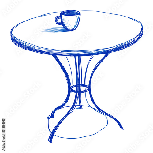 Outline of a Coffee table drawing coffee simple vector