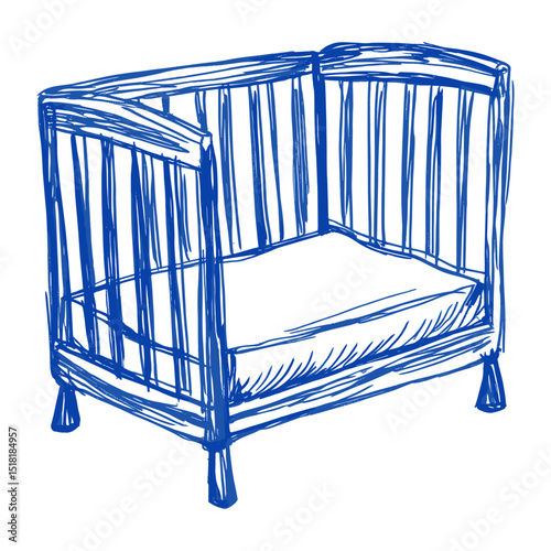 Outline of a Crib drawing crib furniture vector