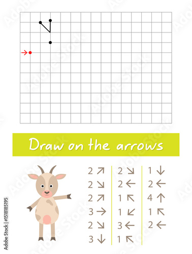 Draw a snail on the arrows. Worksheet for children.