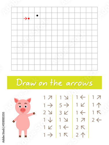 Draw a goose on the arrows. Worksheet for children.