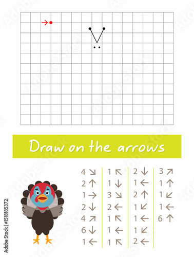 Draw a butterfly on the arrows. Worksheet for children.