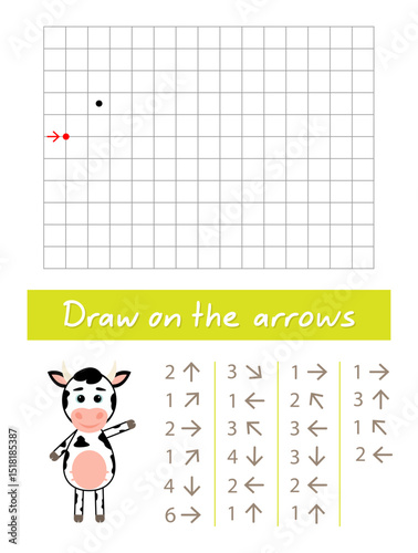 Draw a cat on the arrows. Worksheet for children.