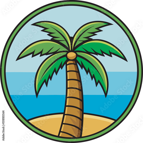 palm tree on a tropical beach logo style 