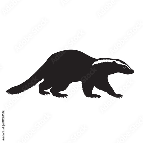 Black badger silhouette in dynamic walking pose