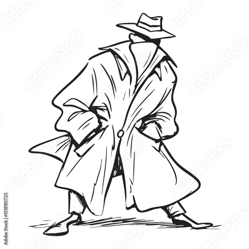 Detective in a trench coat ready for action on a city street