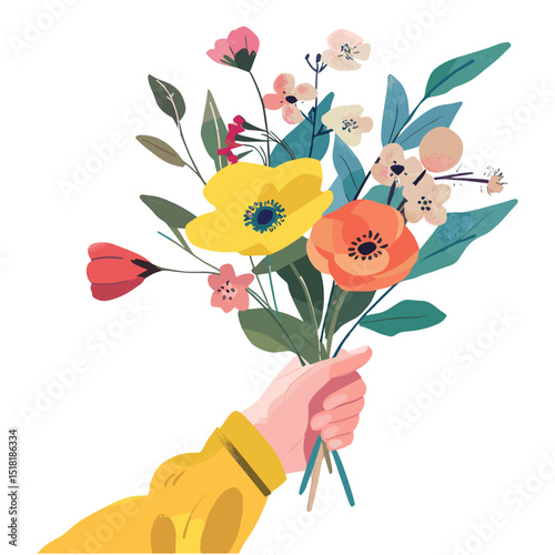 Bunch of flowers art background holding vector
