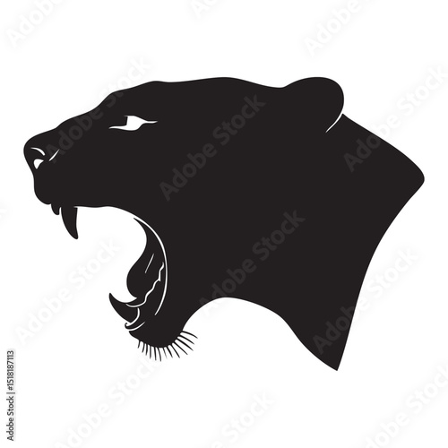 Fierce panther silhouette roaring with intensity and strength