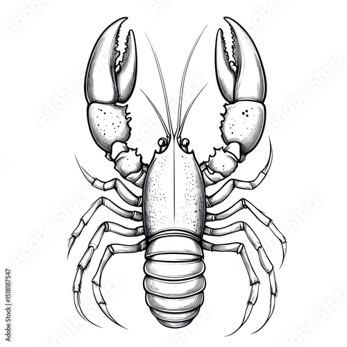 Seafood animal with lobster illustration drawing sketch vector