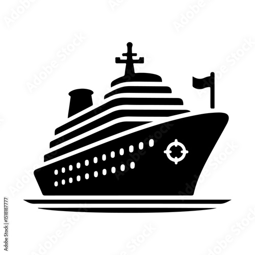 Silhouette of a  cruise ship