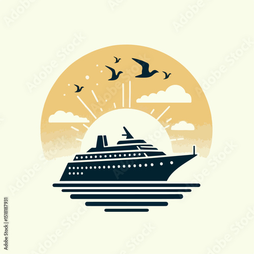 Silhouette of a  cruise ship