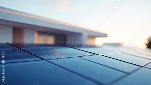 Modern home with solar panels on the roof