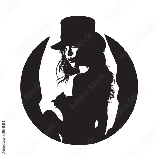 Mysterious figure in a top hat with elegant silhouette