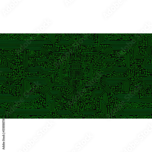 Clean modern digitalism background with copy text space green electronics pattern vector