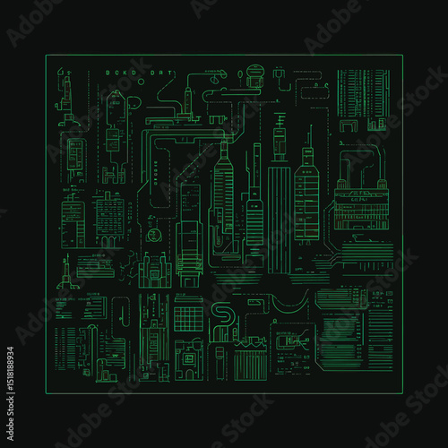 Building digital green architecture vector