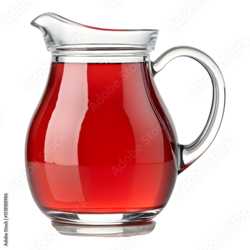 Glass Pitcher Filled with Red Juice — Isolated on Transparent Background for Drink Menu or Packaging