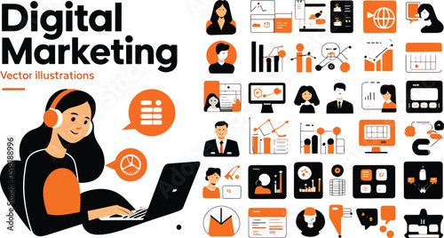 Digital Marketing Vector Icons for Design and Presentation