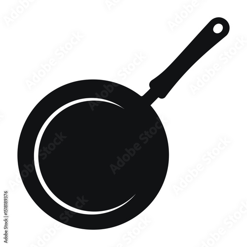 A clean, vector illustration of a frying pan in a simple black and white style.