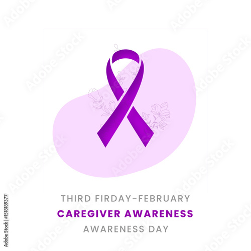 Caregiver awareness Day background design with Purple silk ribbon.