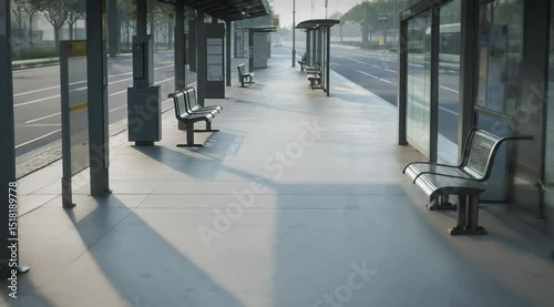 Early Morning Commute: Deserted Bus Station Awaiting Daily Passengers