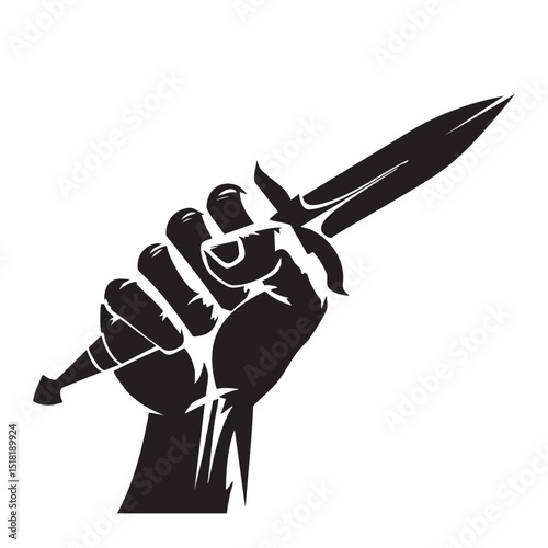 Empowering symbol of resilience with raised dagger in hand