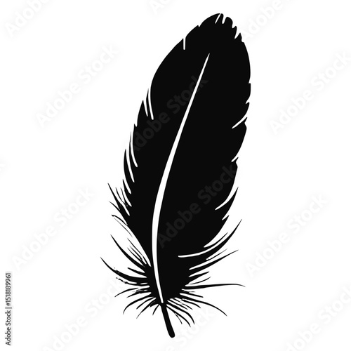 Feather in style of black and white silhouette illustration feather vector