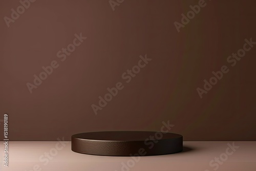 Dark Brown 3D Simple Minimal Product Display Background Top View Flat Lay Cylinder Circle Podium