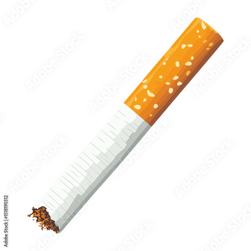 White and orange cigarette illustration tobacco burning vector