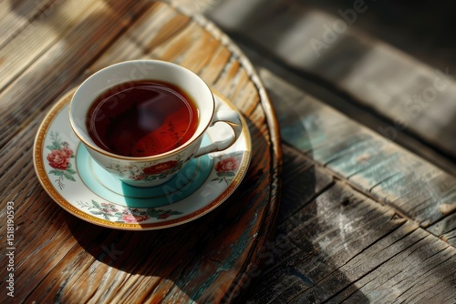 Clear Pixel Picture of a Cup of Tea is on a Saucer with a Saucer on it