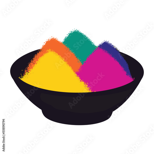 Bowl with powder colors powders holi traditional vector