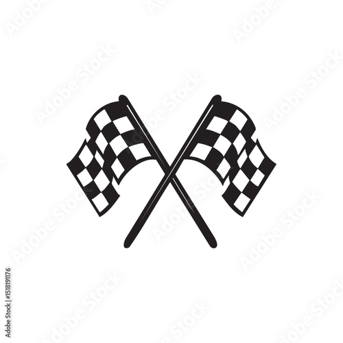 Crossed racing flags on display in victory celebration theme