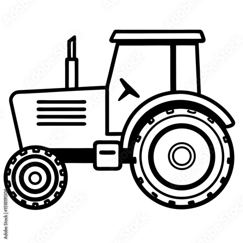 Minimalist Vintage Tractor Silhouette – Vector on White