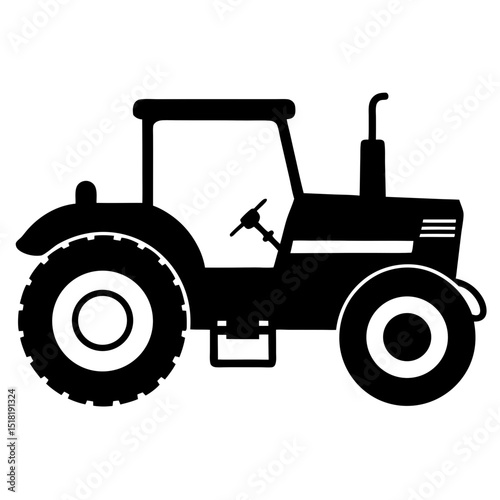 Minimalist Vintage Tractor Silhouette – Vector on White