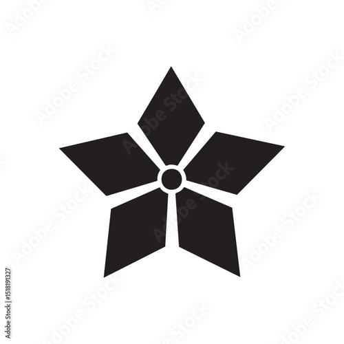 Modern black star design with red center for creative projects