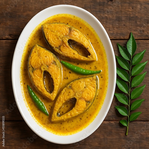 Traditional Bengali Hilsa Fish Curry (Ilish Jhol) with Chilies