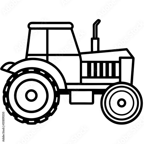 Minimalist Vintage Tractor Silhouette – Vector on White