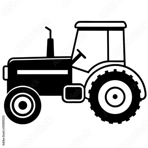 Minimalist Vintage Tractor Silhouette – Vector on White
