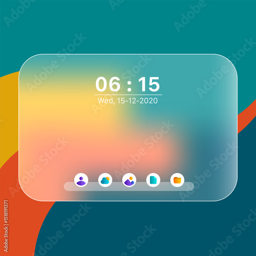 Glassmorphism UI Dashboard with Time and Icons