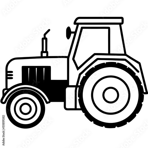 Minimalist Vintage Tractor Silhouette – Vector on White