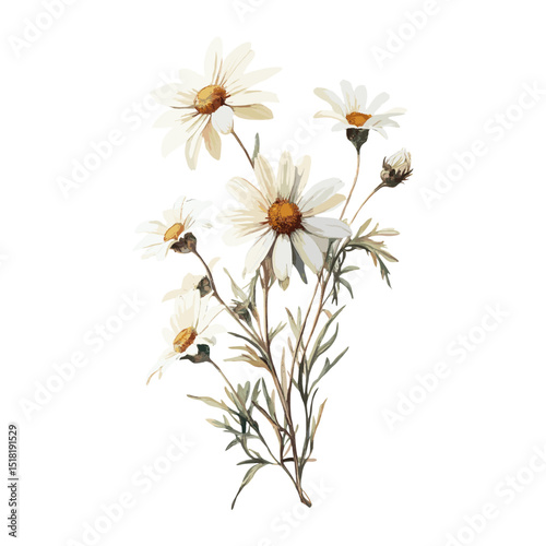 Daisy flowers frames daisy art white vector