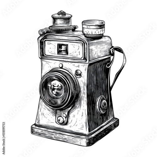 Vintage camera illustration electronics photography vector