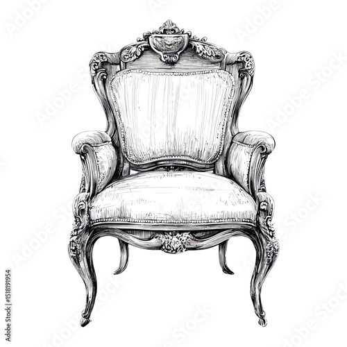 Vintage luxury chair illustration furniture armchair vector