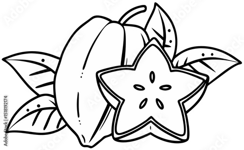 Wallpaper Mural carambola fruit with slice of star fruit and leave Torontodigital.ca