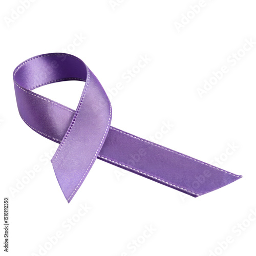 Purple Awareness Ribbon for Cancer Support or Alzheimer’s Awareness — Isolated on Transparent Background