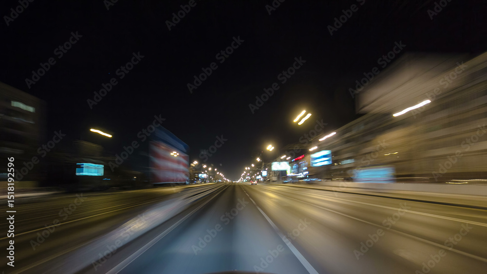 Drive through Traffic of cars in Moscow city streets, timelapse hyperlapse Russia Drive through Traffic of cars in Moscow city streets, timelapse hyperlapse Russia