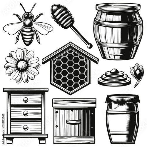 Honey Elements Collection PNG | Bee, Beehive, Sweet Honey, Nature and Apiary Icons